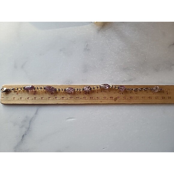925 Sterling Silver Amethyst And Tourmaline Adjustable Beaded Bracelet Vintage - Picture 9 of 10